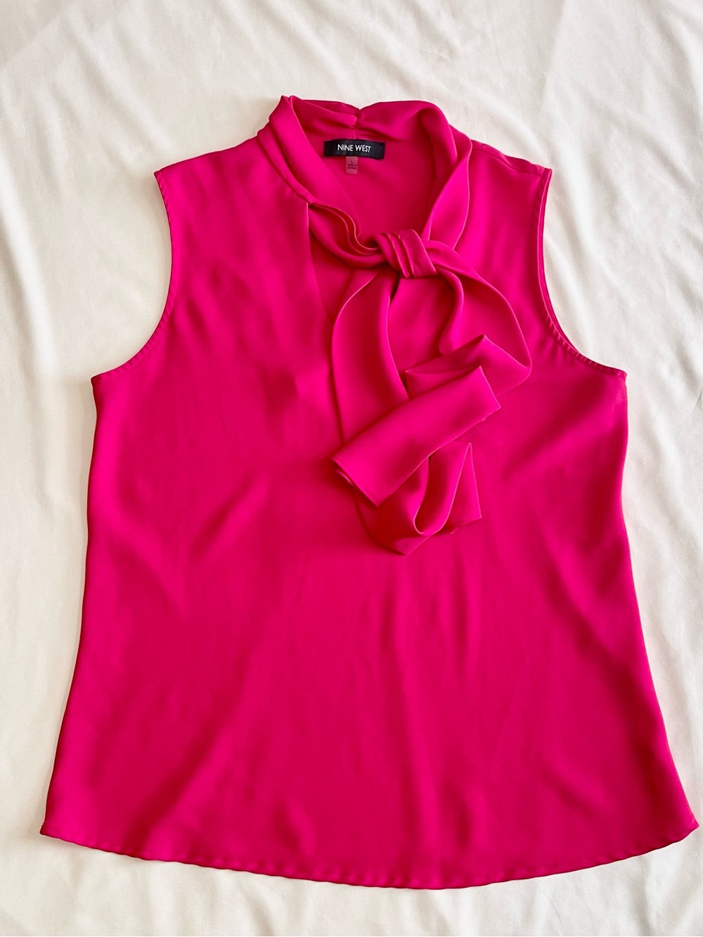 Nine West Pink Sleeveless Tie-Neck Blouse